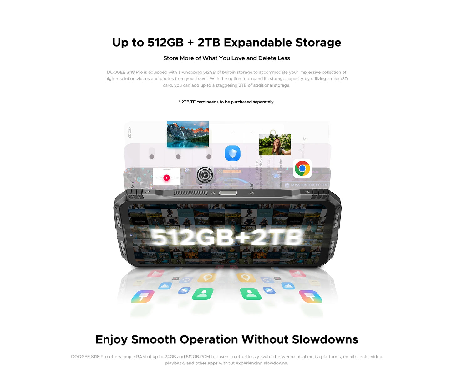 DOOGEE S118 Pro Rugged Smartphone – 5G, 6.6" FHD+ 120Hz Display, Dimensity 7050, 8GB RAM + 512GB ROM, 10800mAh Battery, NFC