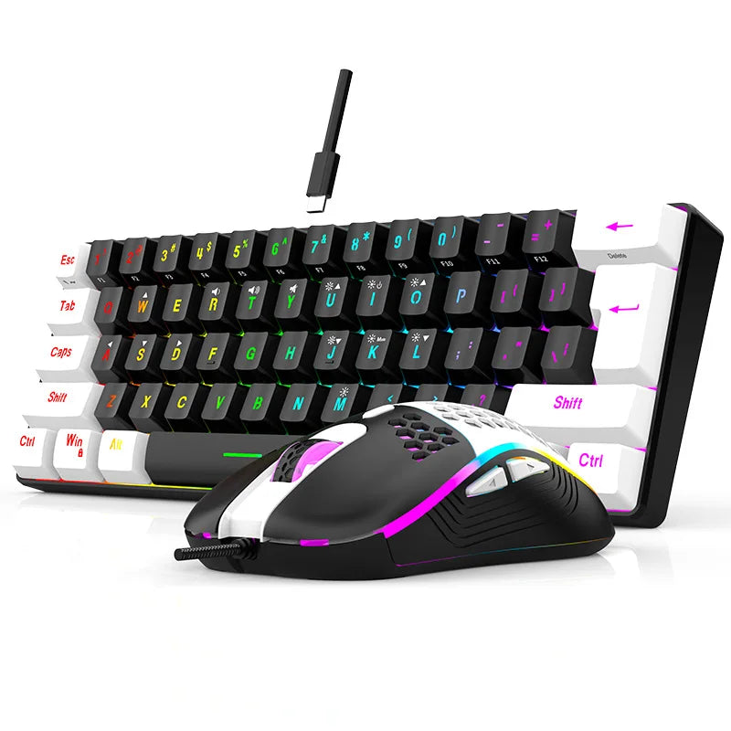 60% RGB Gaming Keyboard and Mouse Combo – Mini 61 Keys Wired PC Gamer Set