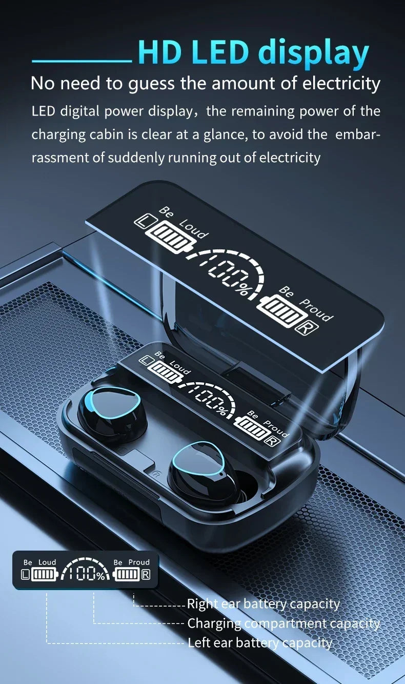 Original M10 Wireless Bluetooth Earbuds – Sports Stereo Noise-Canceling Headphones with Mic