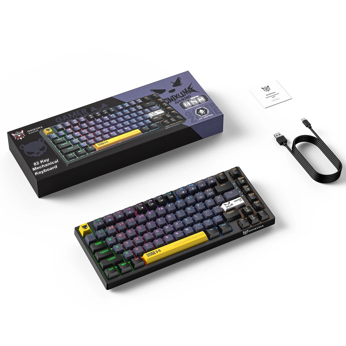 Gaming 82-Key Mechanical Keyboard – Compact RGB Backlit Wired USB Keyboard for PC, Laptop & Windows Gamers