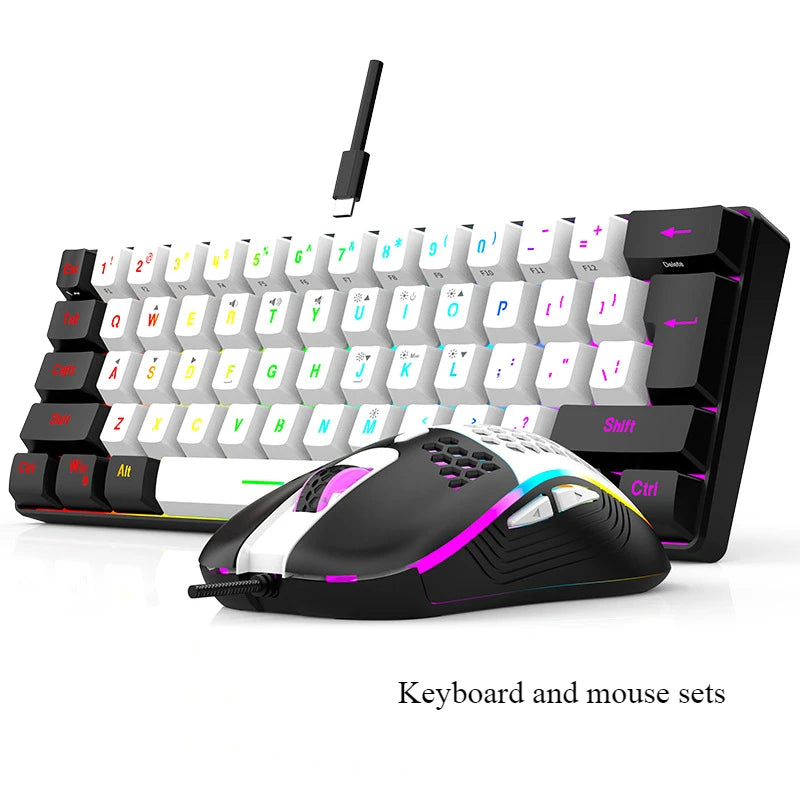 60% RGB Gaming Keyboard and Mouse Combo – Mini 61 Keys Wired PC Gamer Set