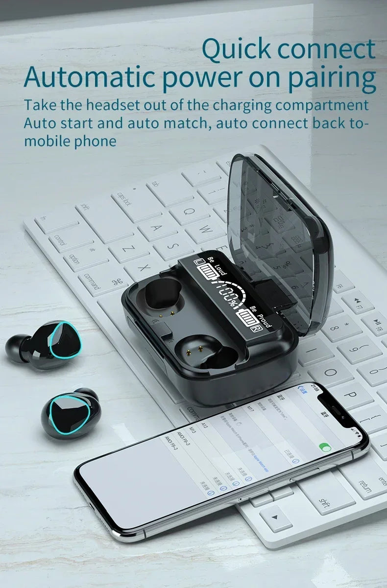 Original M10 Wireless Bluetooth Earbuds – Sports Stereo Noise-Canceling Headphones with Mic