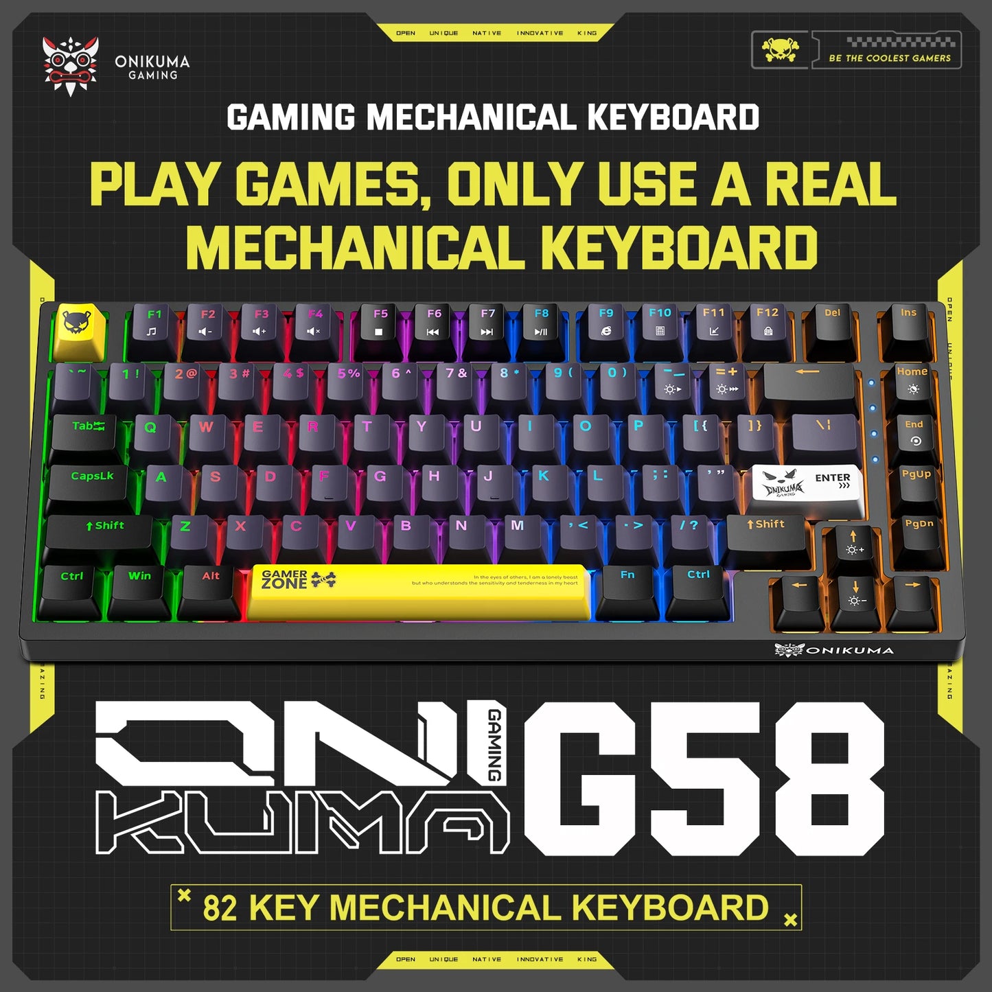 Gaming 82-Key Mechanical Keyboard – Compact RGB Backlit Wired USB Keyboard for PC, Laptop & Windows Gamers