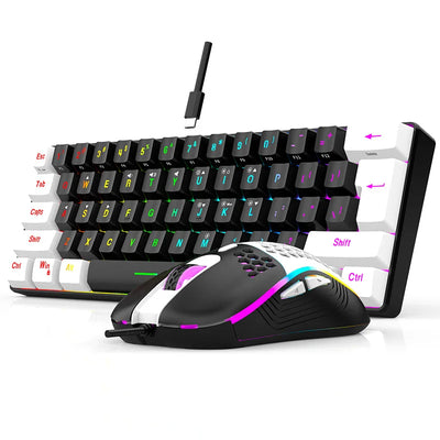 60% RGB Gaming Keyboard and Mouse Combo – Mini 61 Keys Wired PC Gamer Set