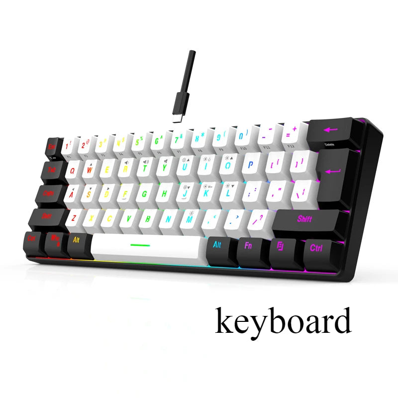 60% RGB Gaming Keyboard and Mouse Combo – Mini 61 Keys Wired PC Gamer Set