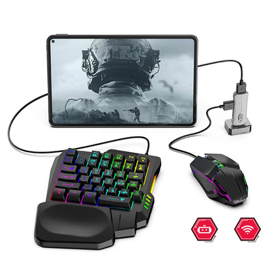 5-in-1 Mobile Gaming Set – RGB Wired Keyboard, Mouse & Converter for PUBG