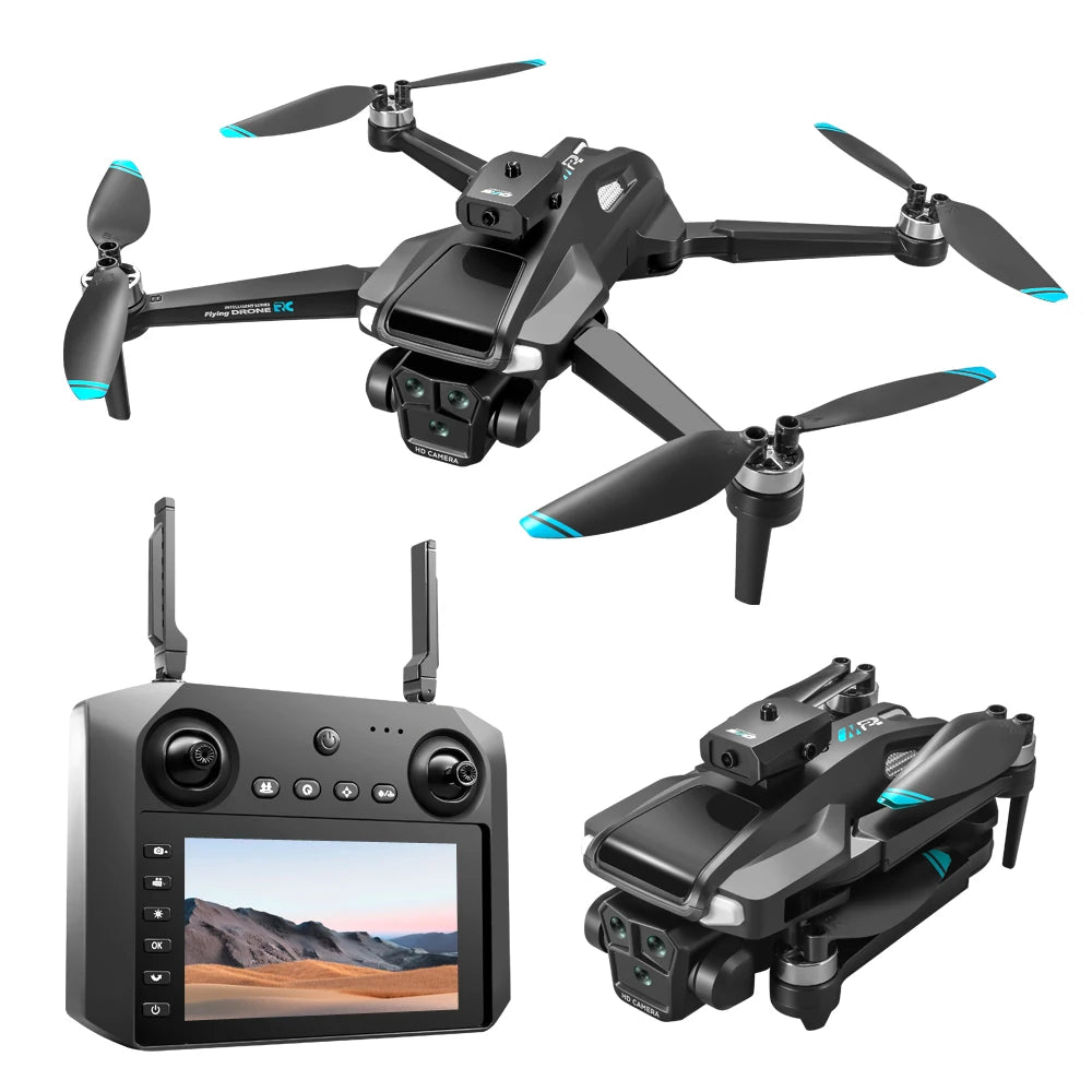 Drone 4K HD Brushless Motor with Dual Cameras & 4.5" Screen Remote – Obstacle Avoidance Quadcopter for Kids & Adults