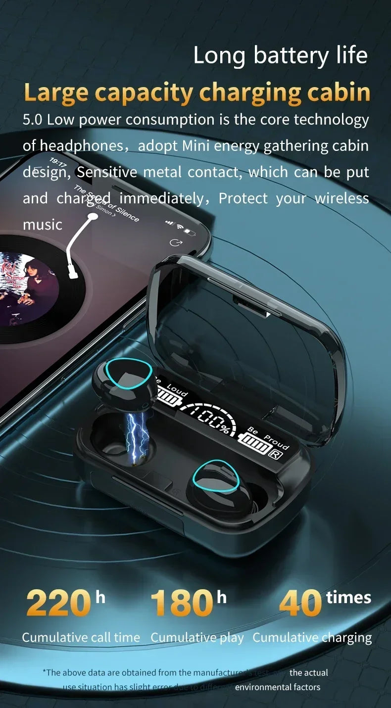 Original M10 Wireless Bluetooth Earbuds – Sports Stereo Noise-Canceling Headphones with Mic