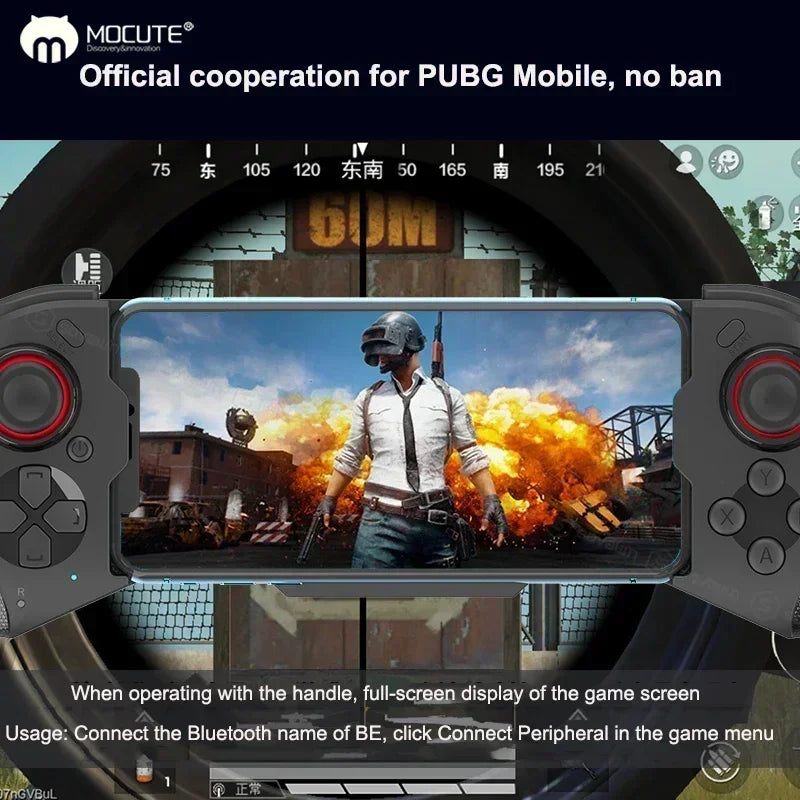 Mocute 060 Wireless Bluetooth Gamepad – Telescopic Mobile Controller for PUBG, Android & iOS
