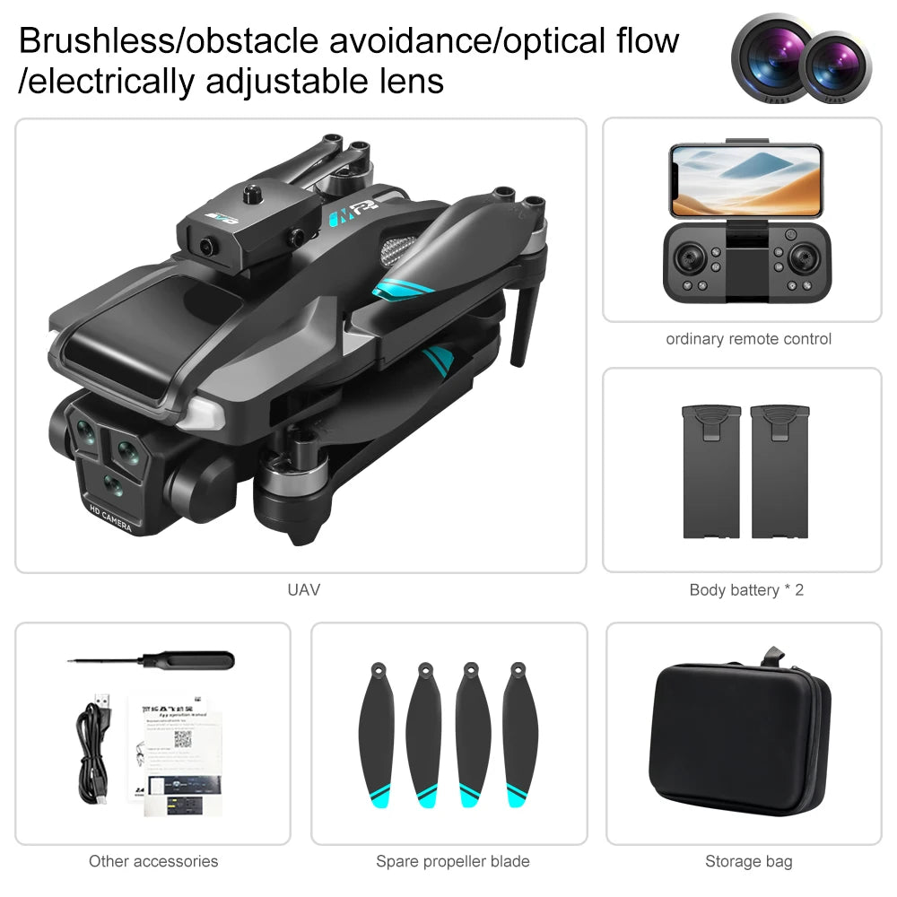 Drone 4K HD Brushless Motor with Dual Cameras & 4.5" Screen Remote – Obstacle Avoidance Quadcopter for Kids & Adults