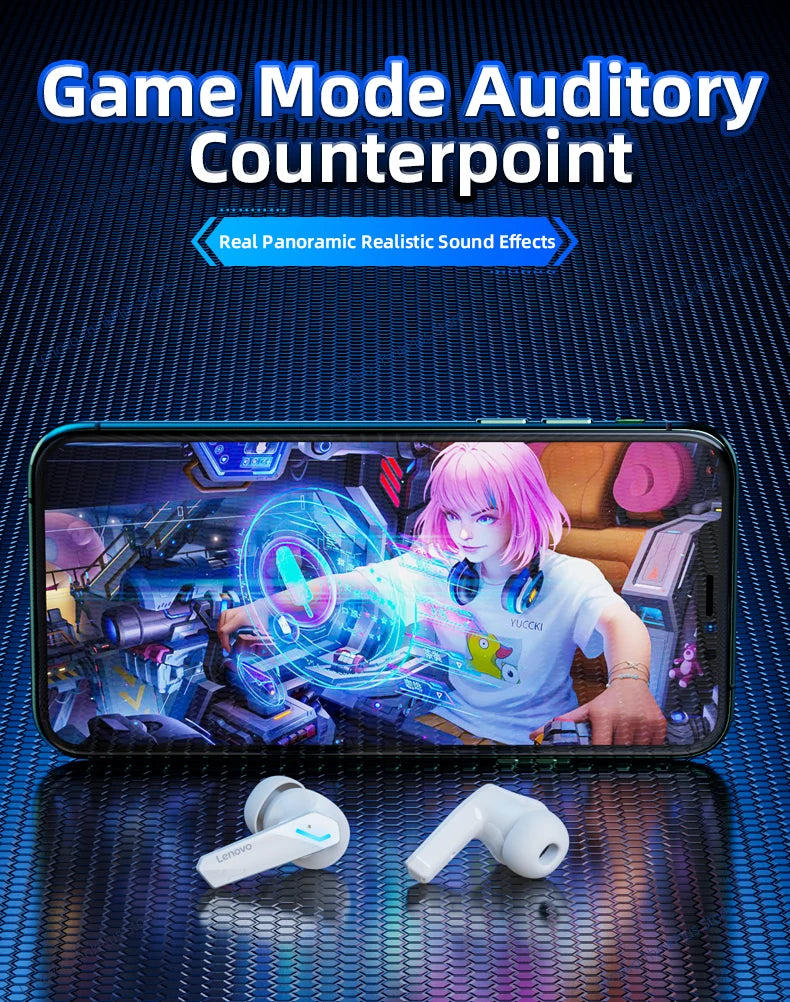 Lenovo GM2 Pro Wireless Gaming Earbuds – Bluetooth 5.3, Low Latency