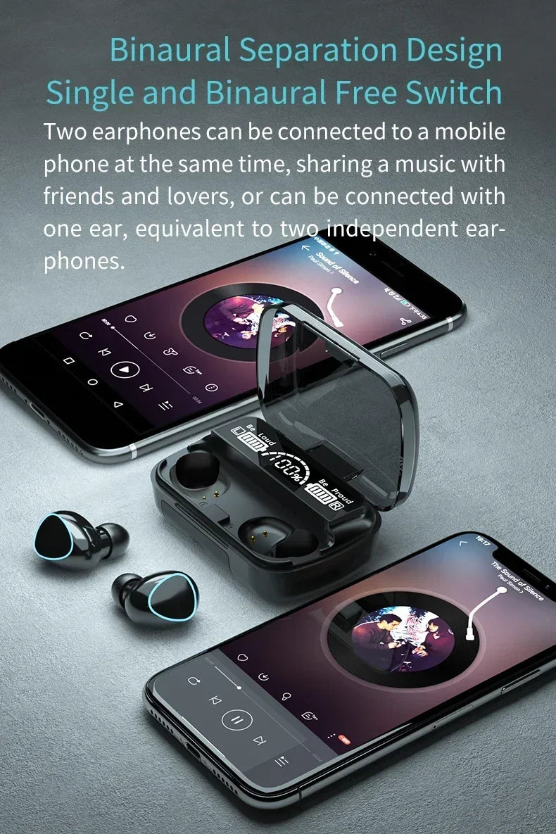 Original M10 Wireless Bluetooth Earbuds – Sports Stereo Noise-Canceling Headphones with Mic