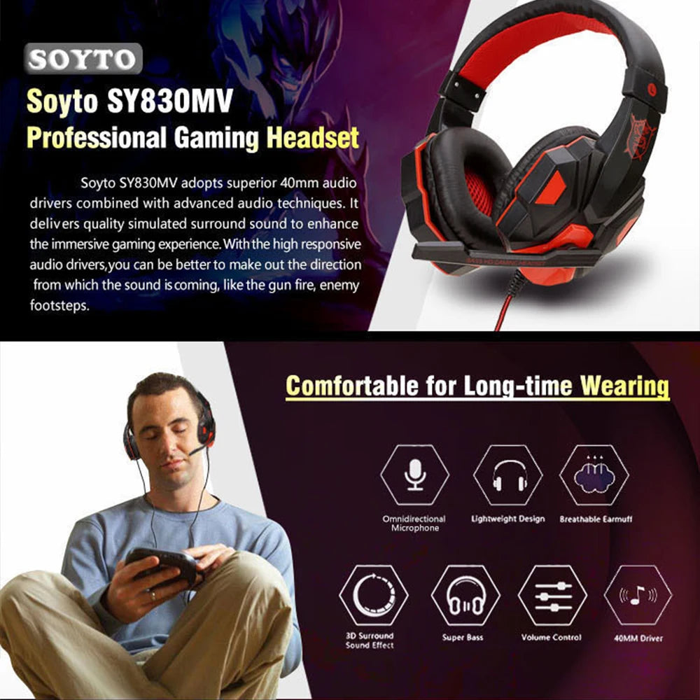 Wired Gaming Headset for PS4/PS5/Xbox/PC/Smartphone – 120° Adjustable Noise Cancelling Headphones with Microphone
