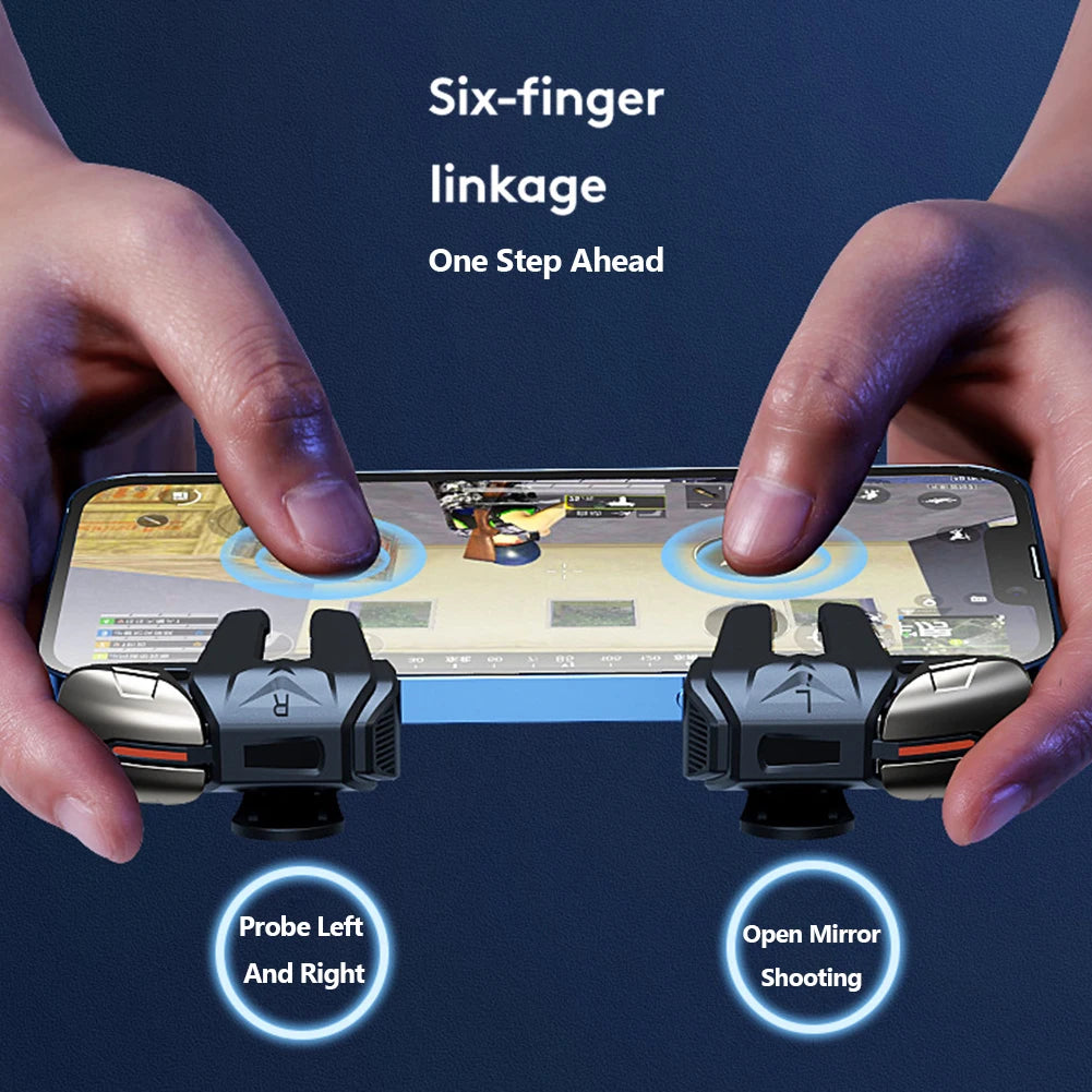 G21 Mobile Game Controller – 6-Finger Trigger Joystick with L1R1 Buttons for PUBG & Mobile FPS