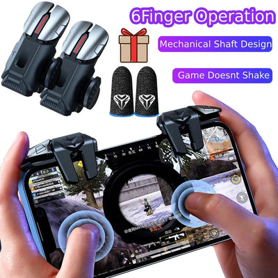 G21 Mobile Game Controller – 6-Finger Trigger Joystick with L1R1 Buttons for PUBG & Mobile FPS
