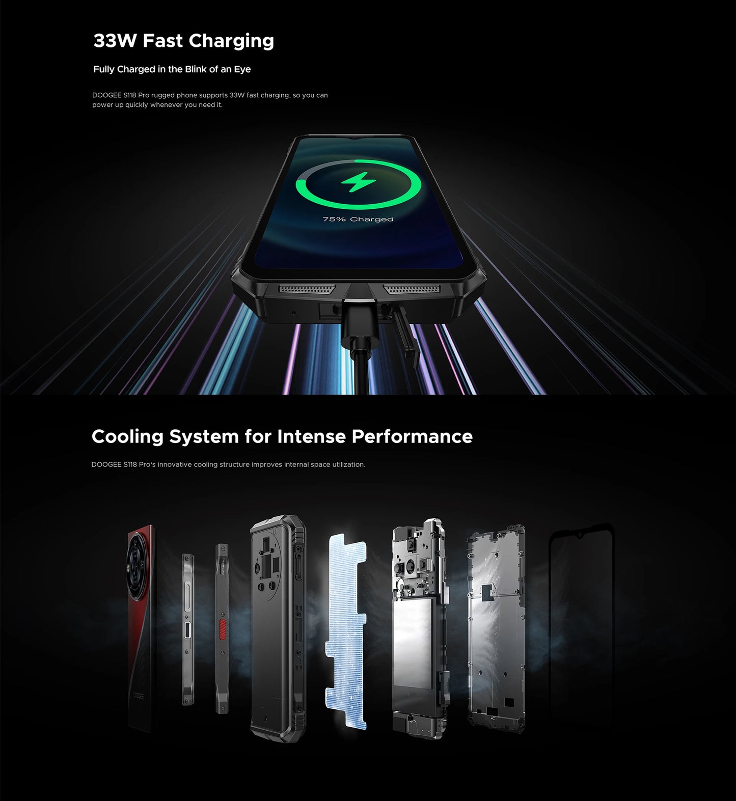 DOOGEE S118 Pro Rugged Smartphone – 5G, 6.6" FHD+ 120Hz Display, Dimensity 7050, 8GB RAM + 512GB ROM, 10800mAh Battery, NFC