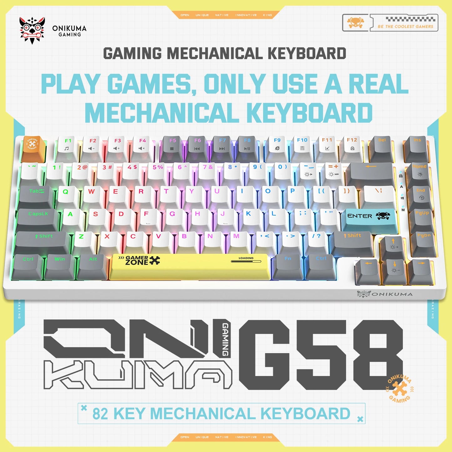 Gaming 82-Key Mechanical Keyboard – Compact RGB Backlit Wired USB Keyboard for PC, Laptop & Windows Gamers