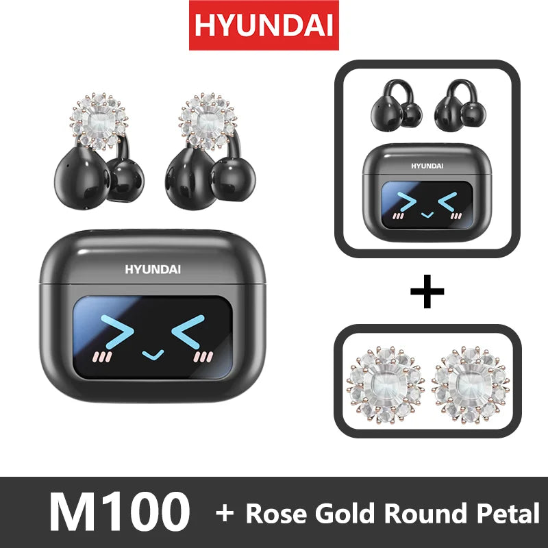 HYUNDAI M100 Open-Ear Wireless Gaming Earphones – Sport TWS Headset with HiFi Sound & Mic for Android and iOS