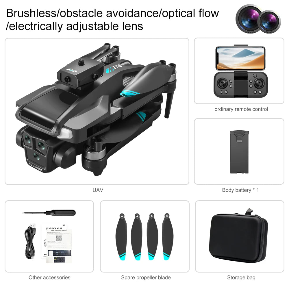 Drone 4K HD Brushless Motor with Dual Cameras & 4.5" Screen Remote – Obstacle Avoidance Quadcopter for Kids & Adults