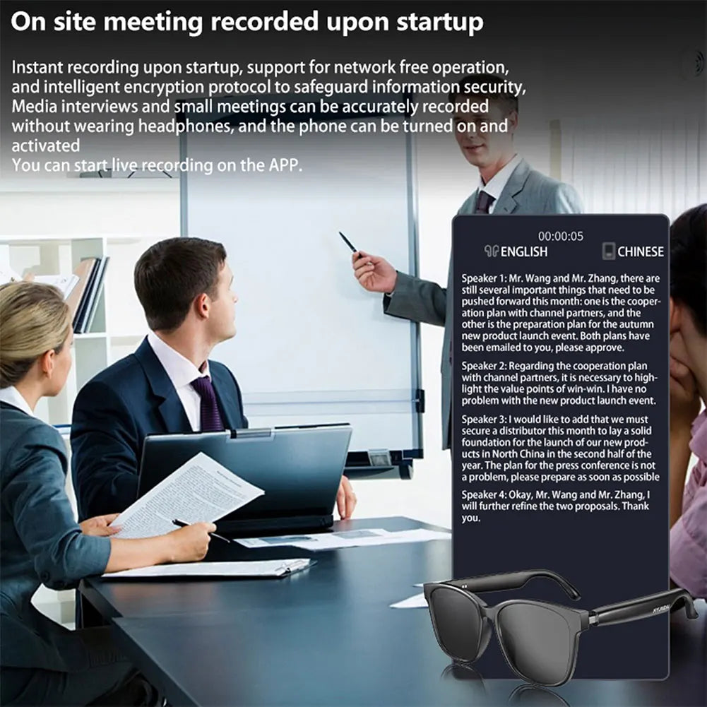 AI Translation Smart Glasses – 75 Languages, Bluetooth 5.4, Automatic Voice Translator Sunglasses