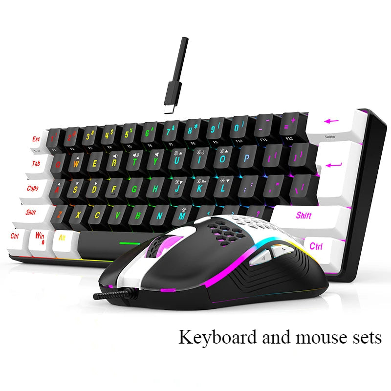 60% RGB Gaming Keyboard and Mouse Combo – Mini 61 Keys Wired PC Gamer Set