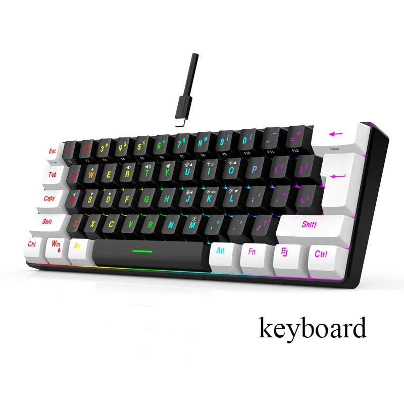 60% RGB Gaming Keyboard and Mouse Combo – Mini 61 Keys Wired PC Gamer Set